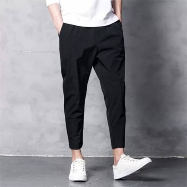 Size:S-3XL Men Fashion Solid Color Drawstring Waist Casual Pants