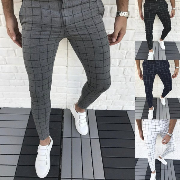 Men Casual Checked Pencil Pants