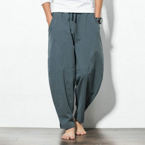 Men Casual Solid Color Loose Plus Size Trousers