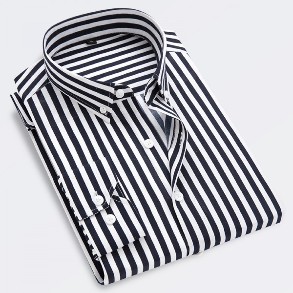 Men Casual Basic Stripe Long Sleeve Shirt