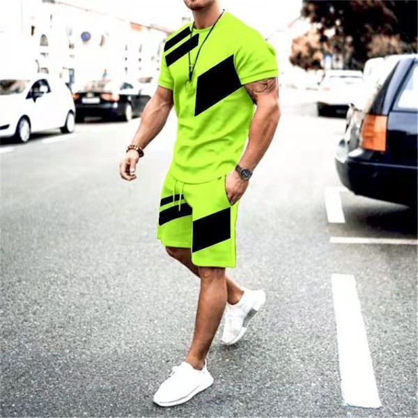 Men Casual Large Size Round Neck Short-Sleeved Pri...