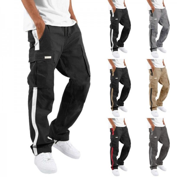 Fashion Popular Spring And Autumn Thin Men Overalls Rmatching Pocket Cargo Pants