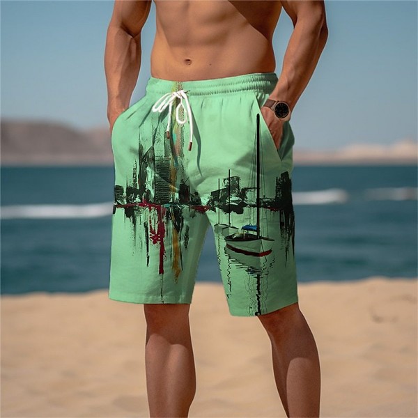 Men Summer Leisure Holiday Hawaii Beach 3D Print Plus Size Shorts